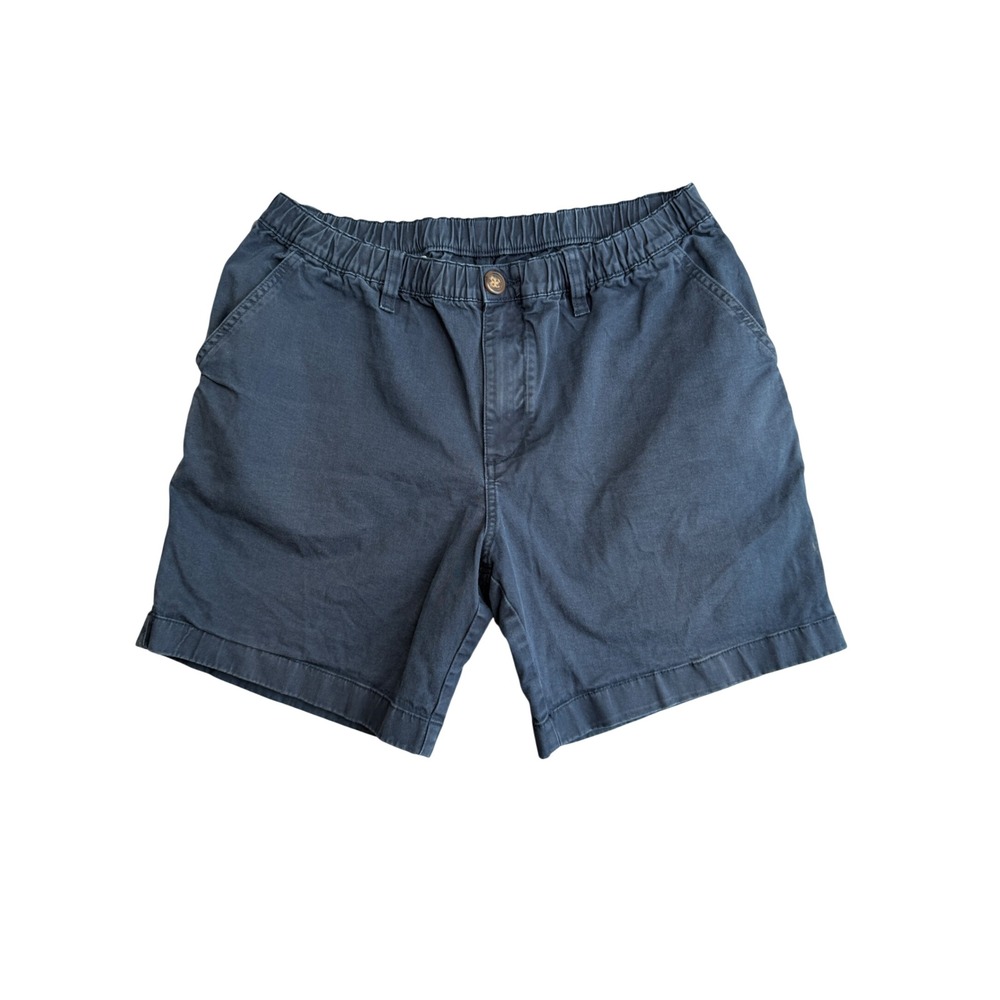 Chubbies Elastic Waist Chino Shorts Mens L Navy 7" Inseam Cotton Blend Stretch